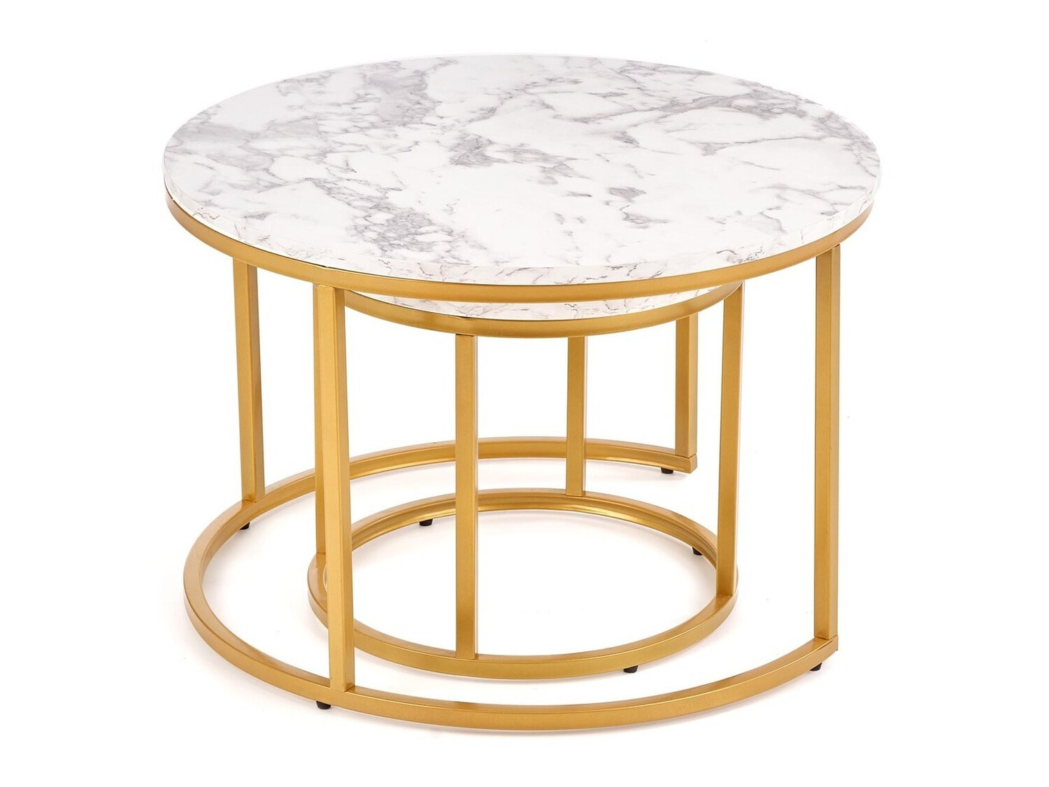Ensemble tables basses Houston 2213 (Marbre blanc + Doré)