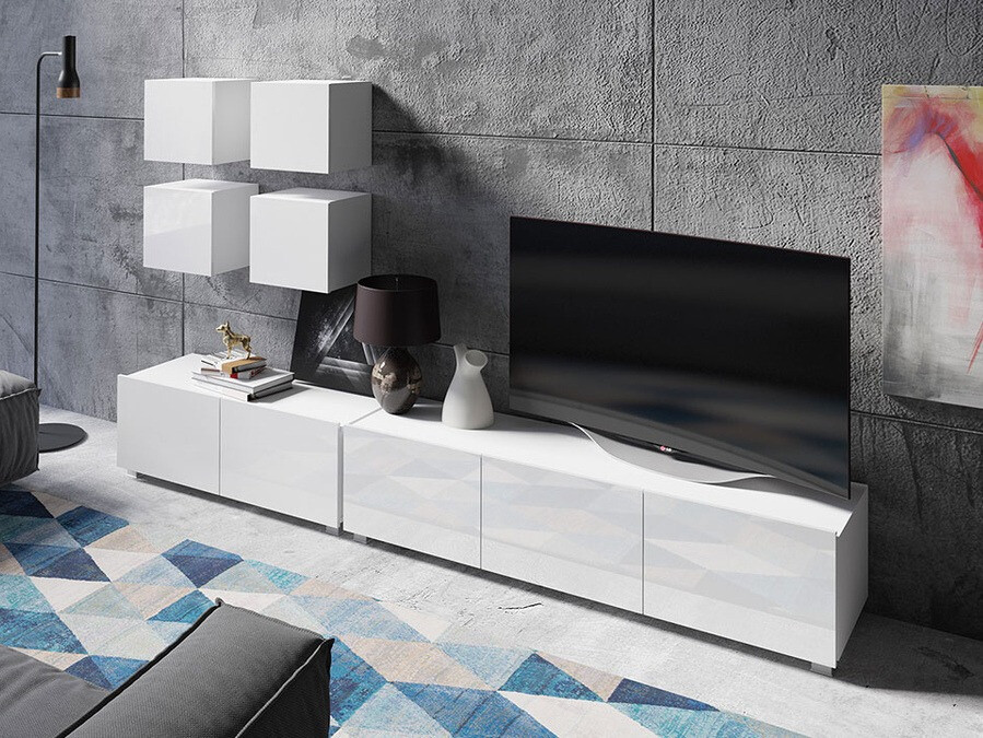 Ensemble de salon Tivdalu 132 (Blanc + Blanc brillant)