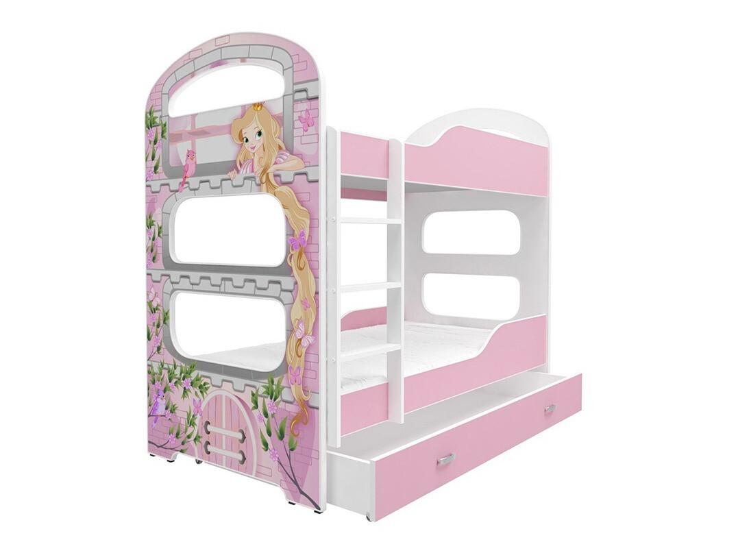 Lit superposé Aurora 116 (Blanc + Rose)