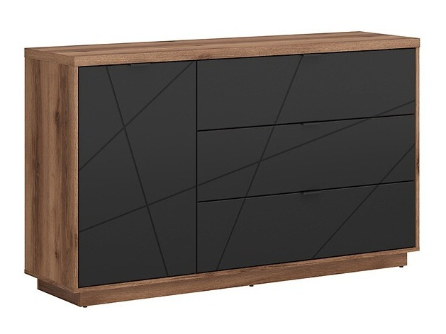 Commode Fivale 100 (Chêne delano foncé + Noir mat)