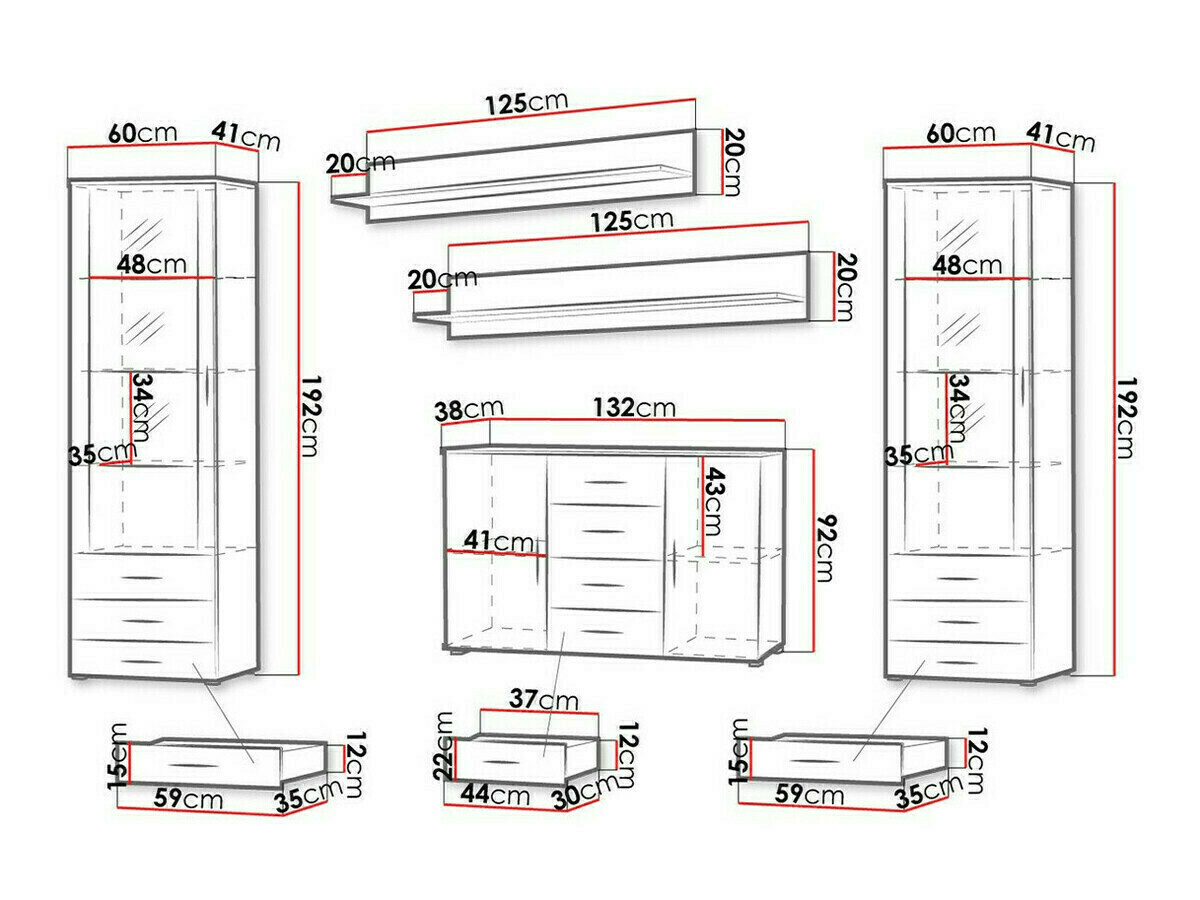 Ensemble de salon Tornola 112 (Blanc + Blanc brillant)