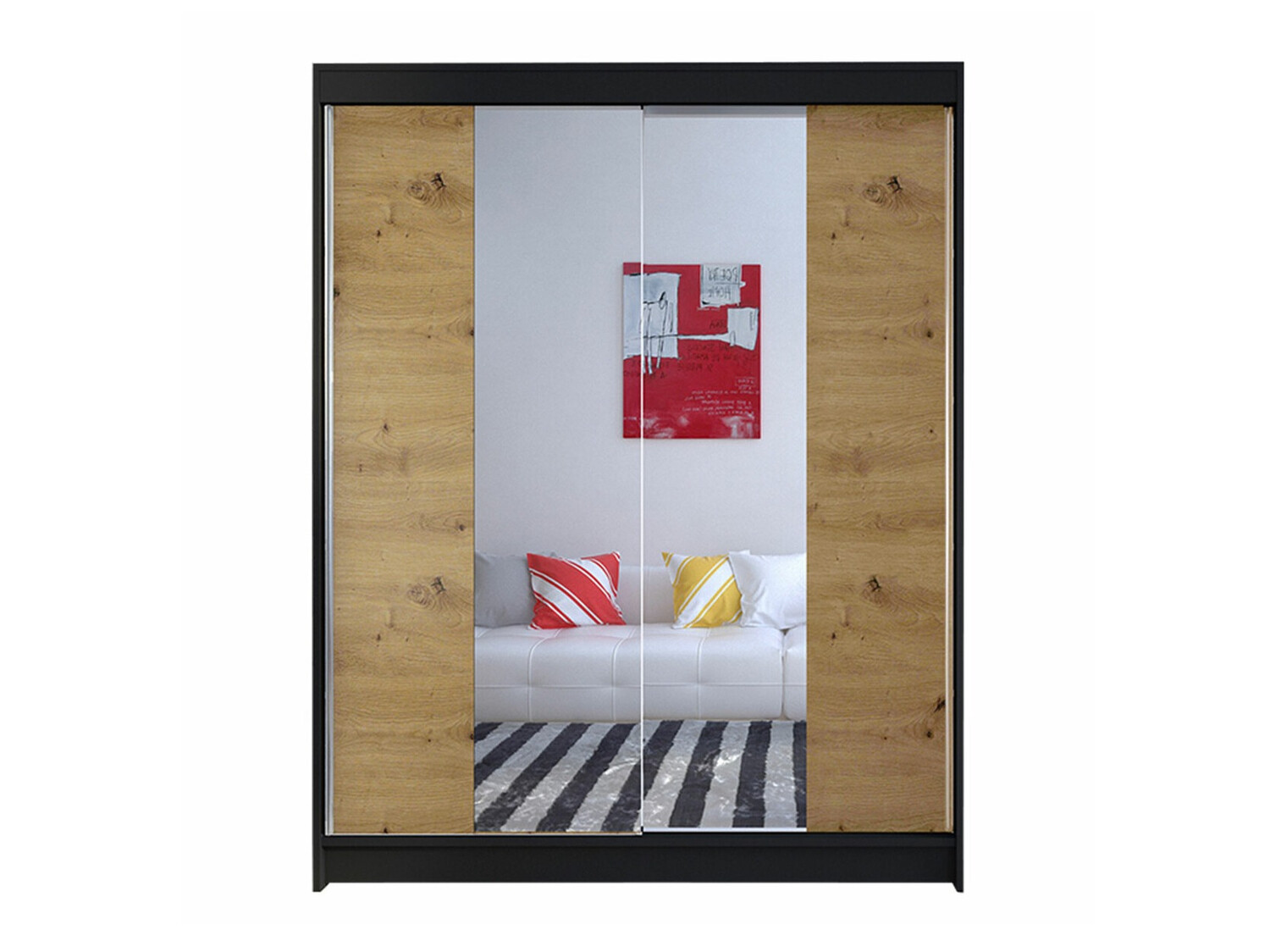 Armoire Closico Vastor II (Noir + Chêne Artisan)