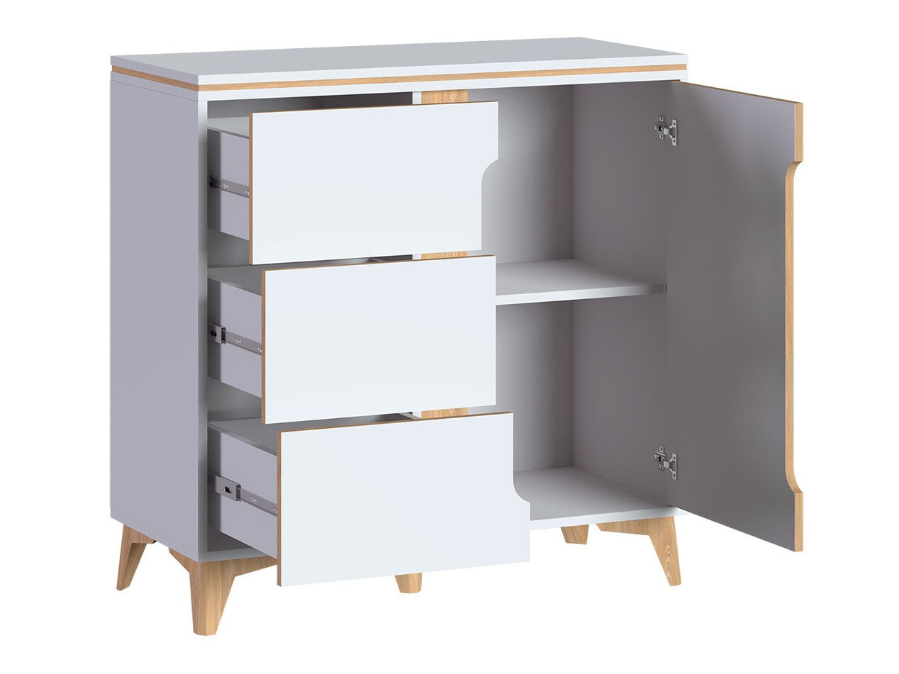 Commode Ogden H104 (Blanc + Clair bois)