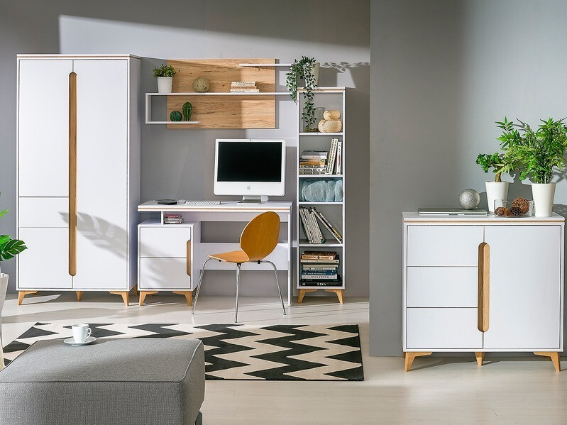 Commode Ogden H104 (Blanc + Clair bois)