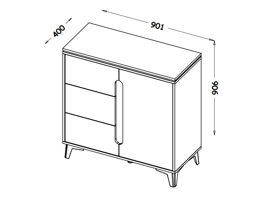 Commode Ogden H104 (Blanc + Clair bois)