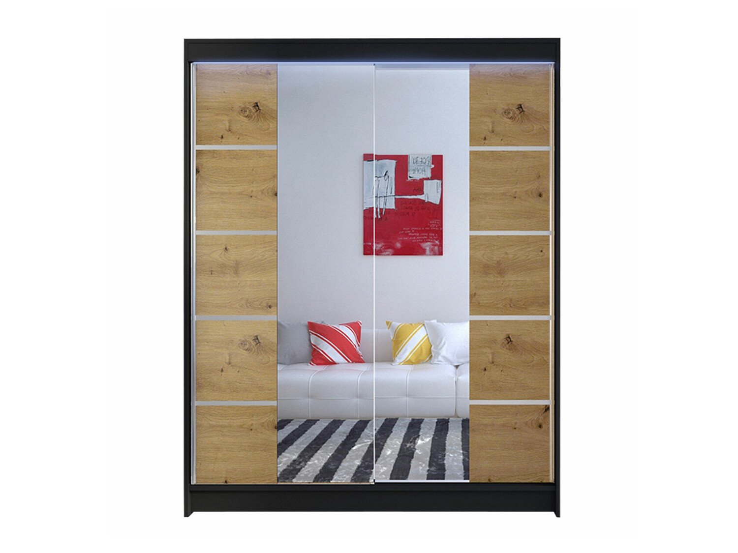 Armoire Closico 146 (Noir + Chêne Artisan)