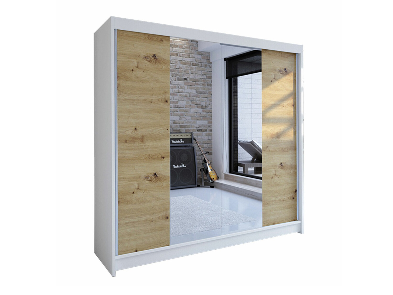 Armoire Closico Cavaris II (Blanc + Chêne Artisan)