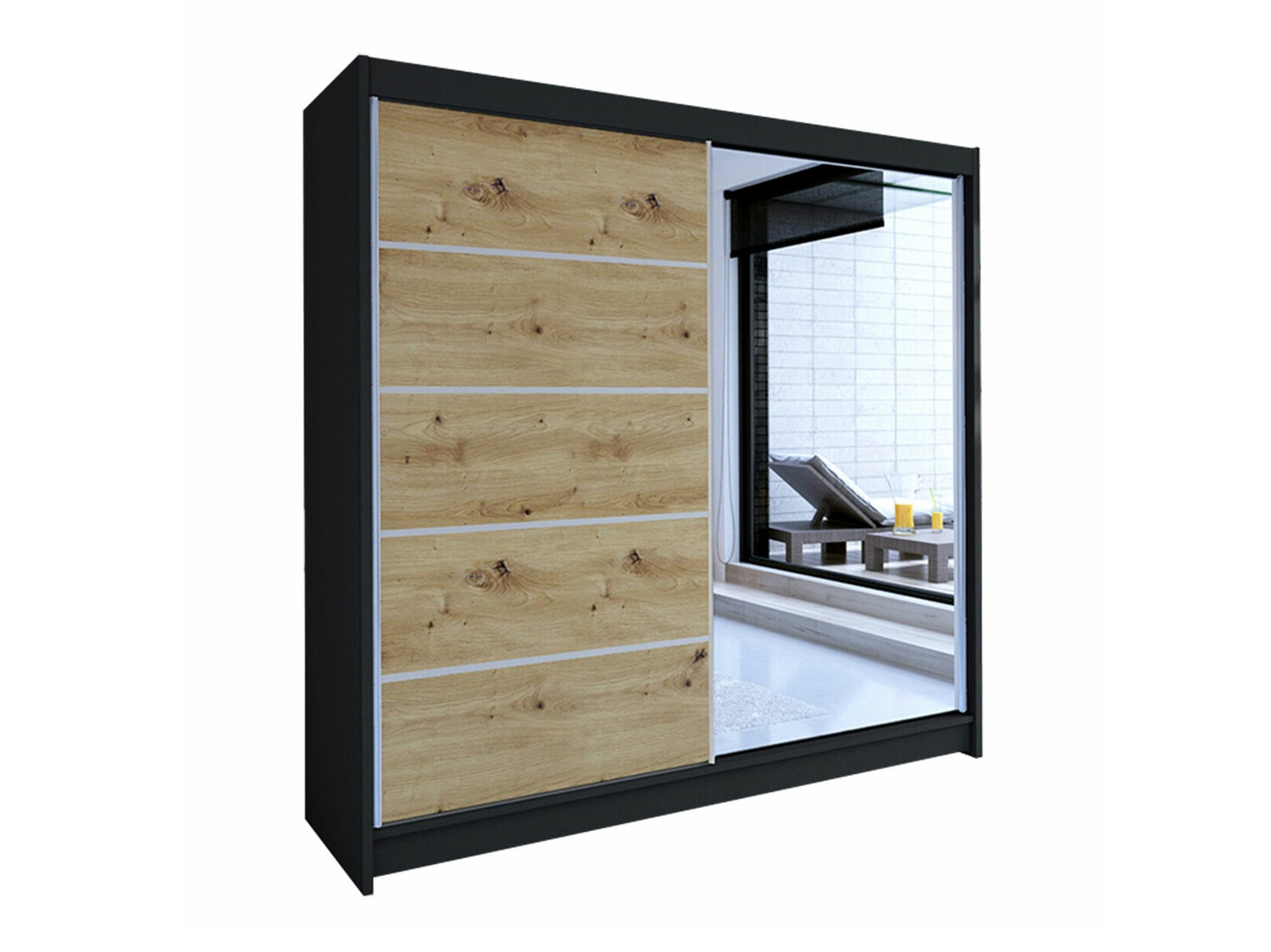 Armoire Closico Cavaris III (Noir + Chêne Artisan)