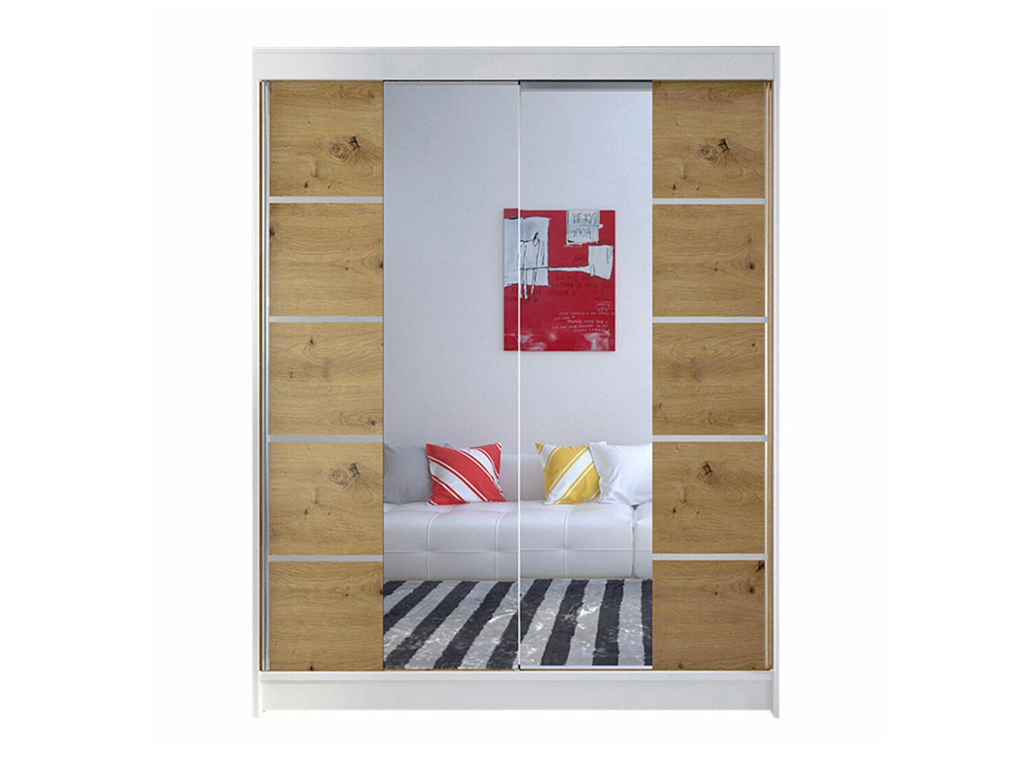 Armoire Closico Vastor V (Blanc + Chêne Artisan)