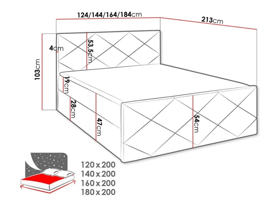 Lit boxspring Mons (Kameleon 48)