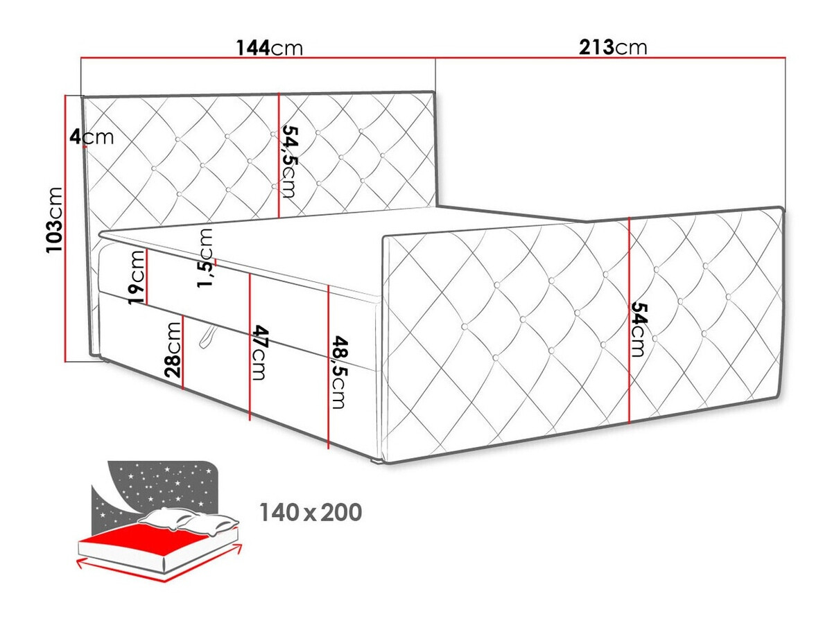 Lit continental Carmen (Amor Velvet 4303)