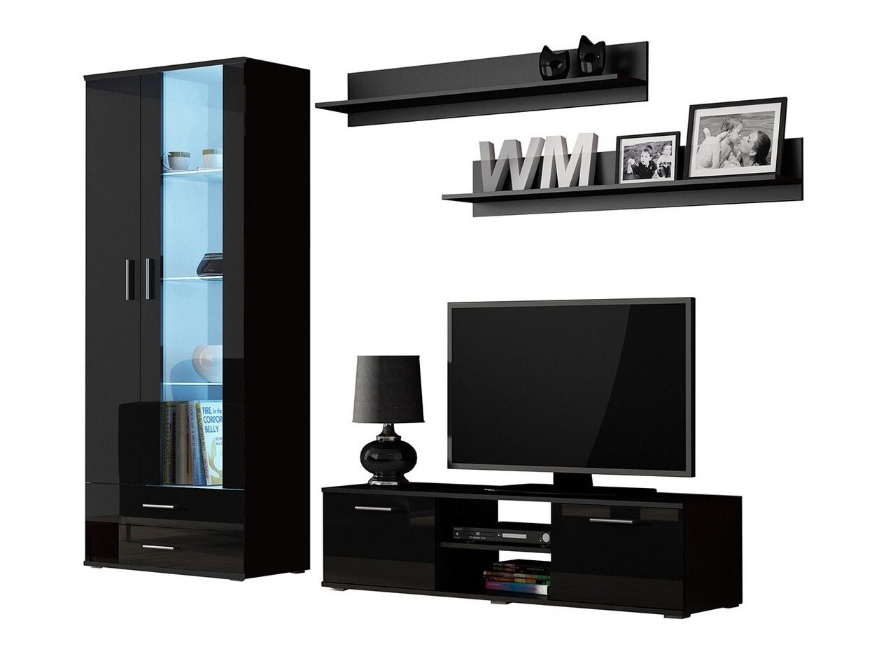 Ensemble de salon Tornola 117 (Noir + Noir brillant)