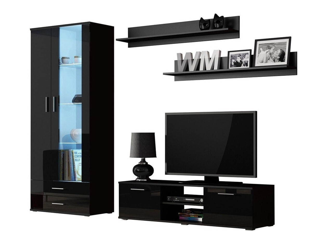 Ensemble de salon Tornola 117 (Noir + Noir brillant)
