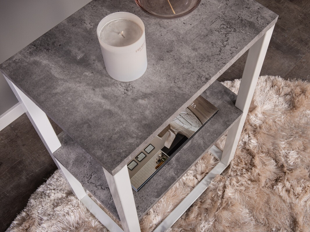 Table d'appoint Dallas 260 (Béton + Blanc)
