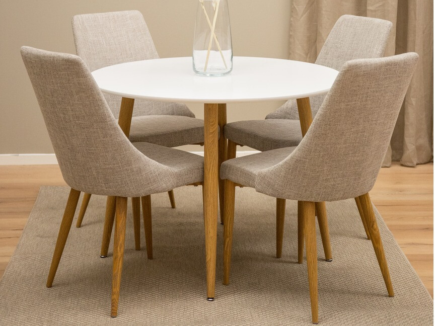 Table Dallas 126 (Blanc + chêne)