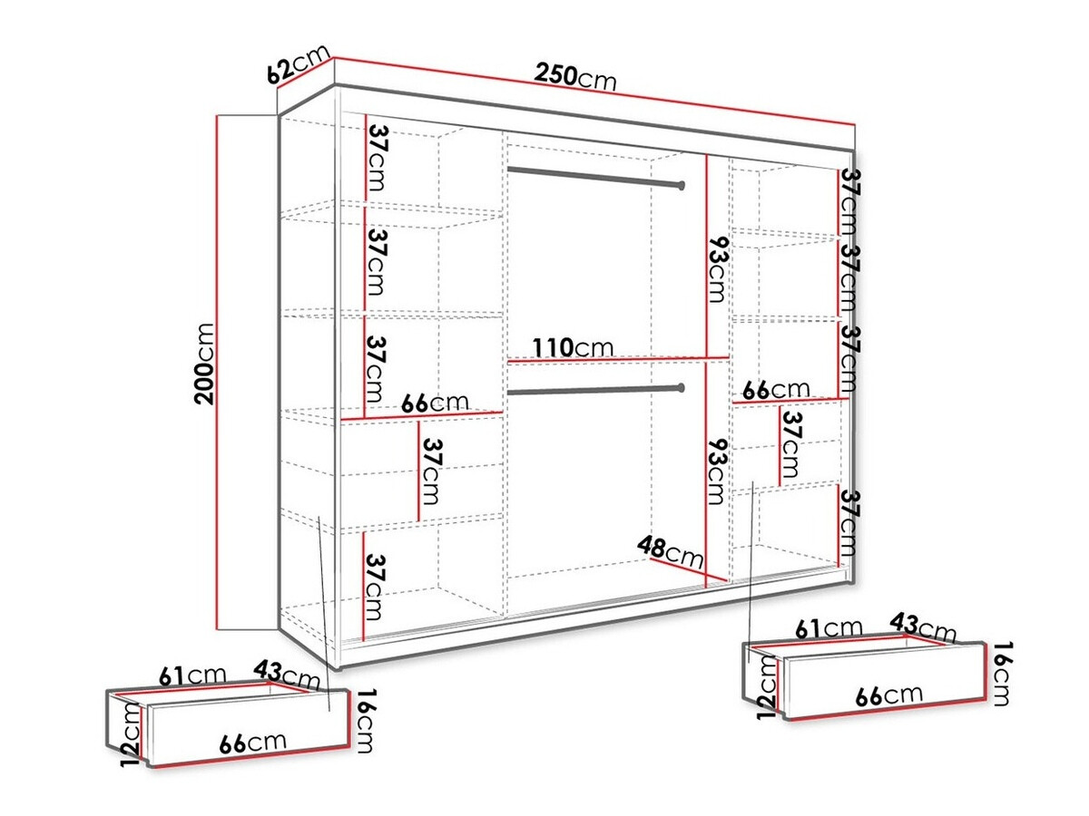 Armoire Hartford 245 (Noir mat + Marbre blanc)