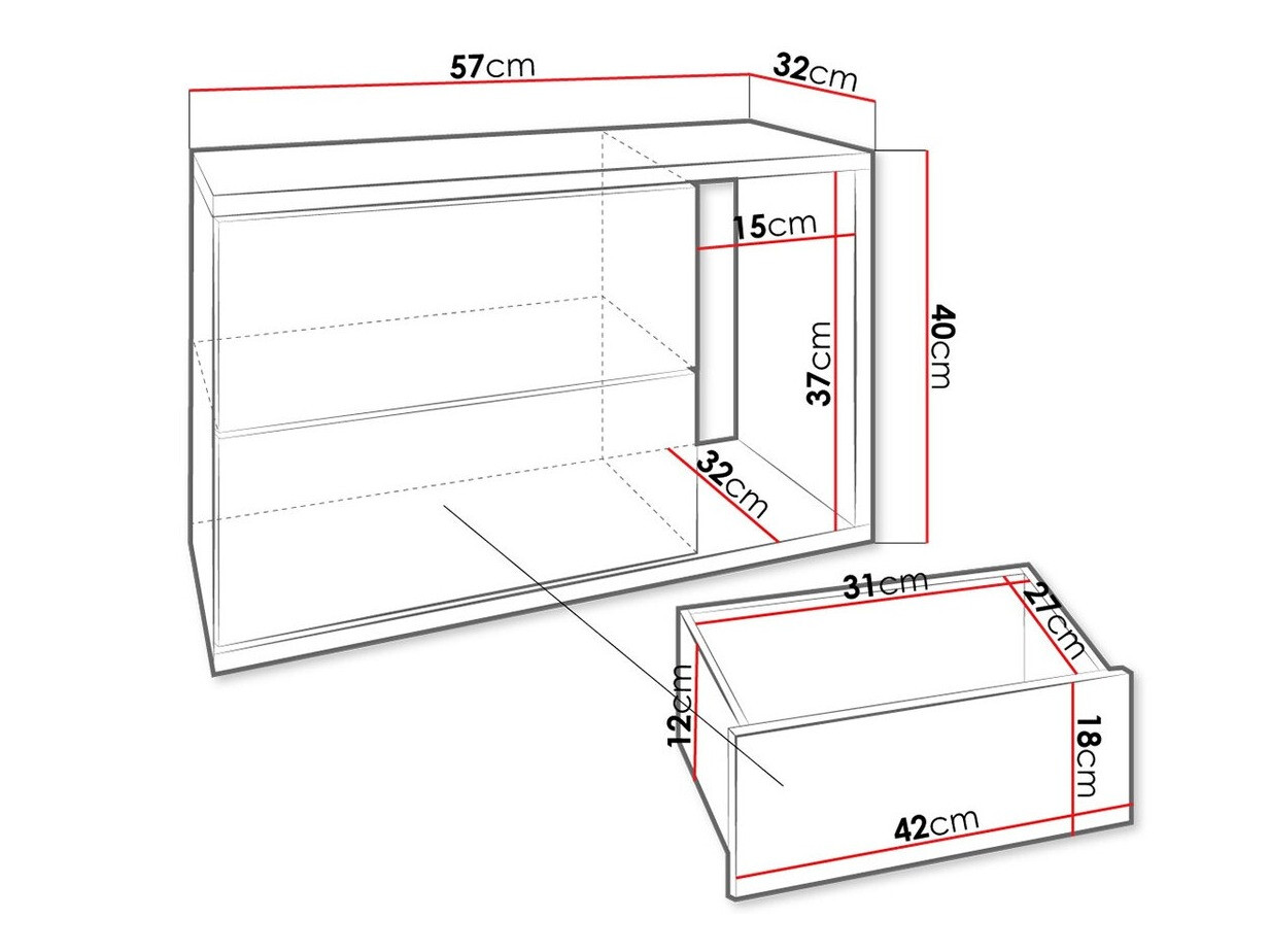Table de chevet Hederos (Blanc + Blanc brillant)
