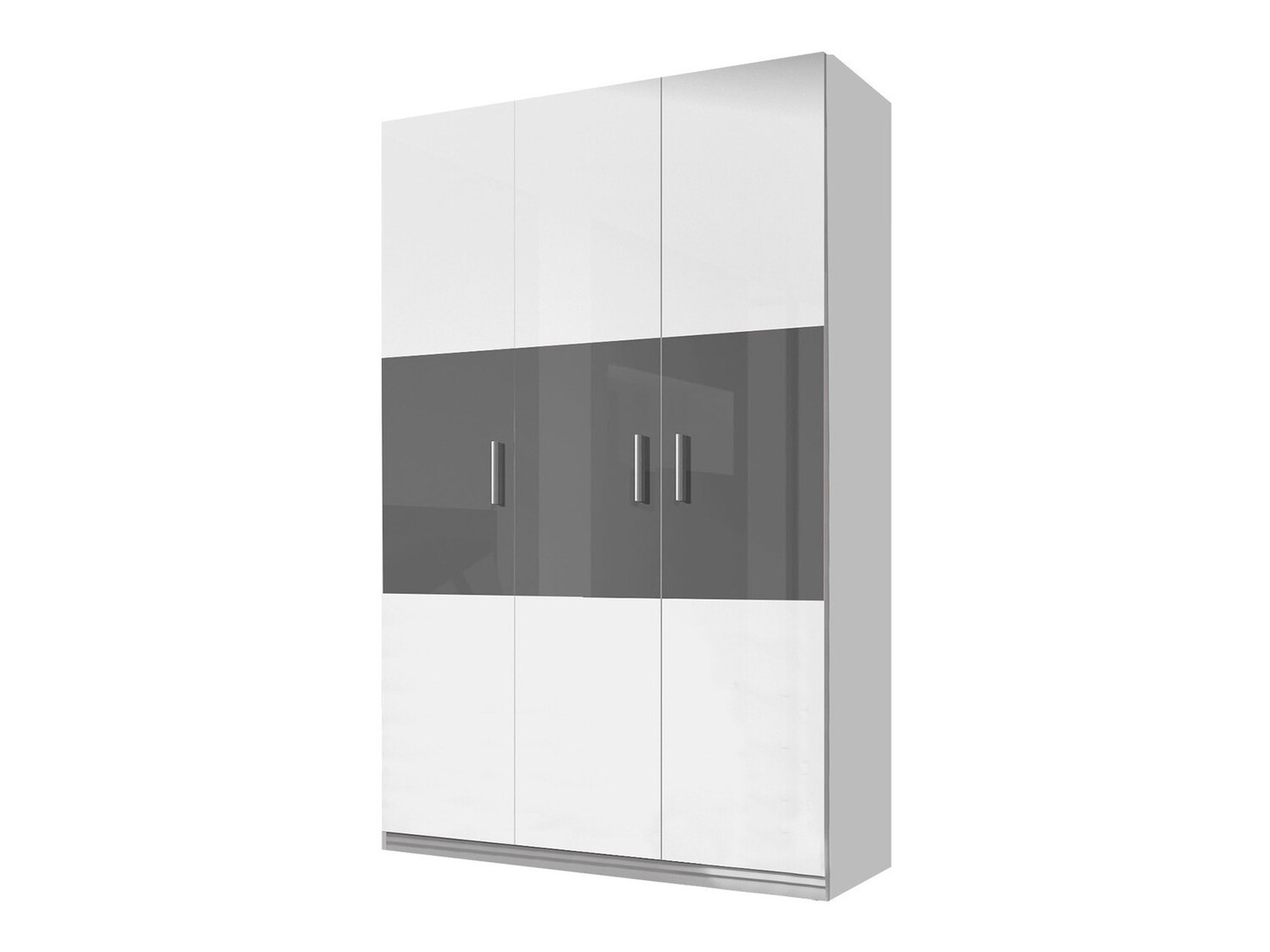 Armoire Campus I (Blanc + Blanc brillant + Gris brillant)