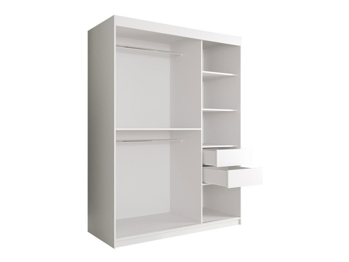 Armoire Hartford 260 (Noir mat + Marbre blanc)