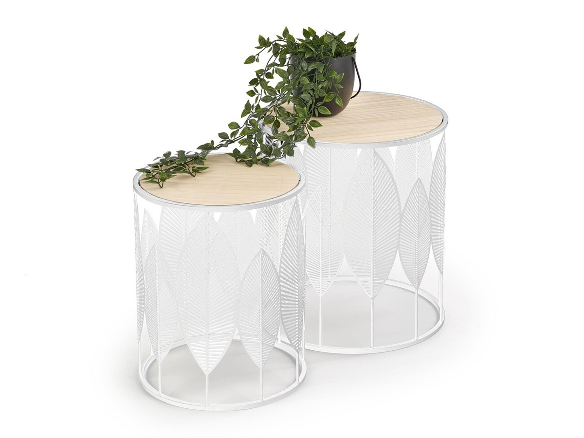 Ensemble de tables appoint Houston 974 (Blanc + Clair bois)