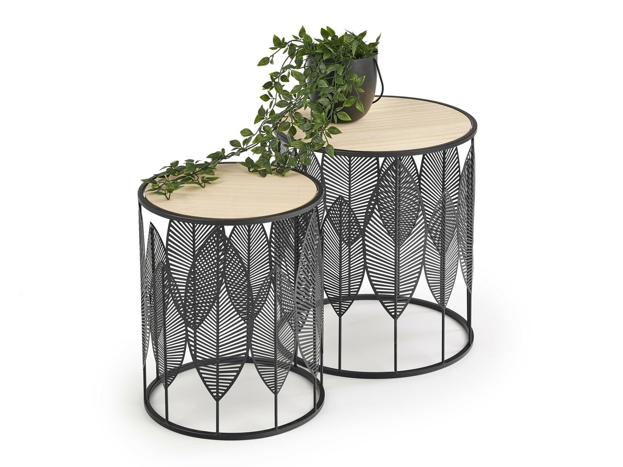 Ensemble de tables d'appoint Houston 974 (Noir + Clair bois)