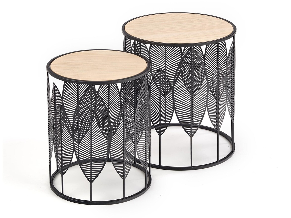 Ensemble de tables d'appoint Houston 974 (Noir + Clair bois)