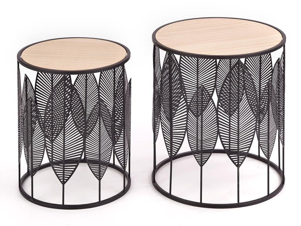 Ensemble de tables d'appoint Houston 974 (Noir + Clair bois)