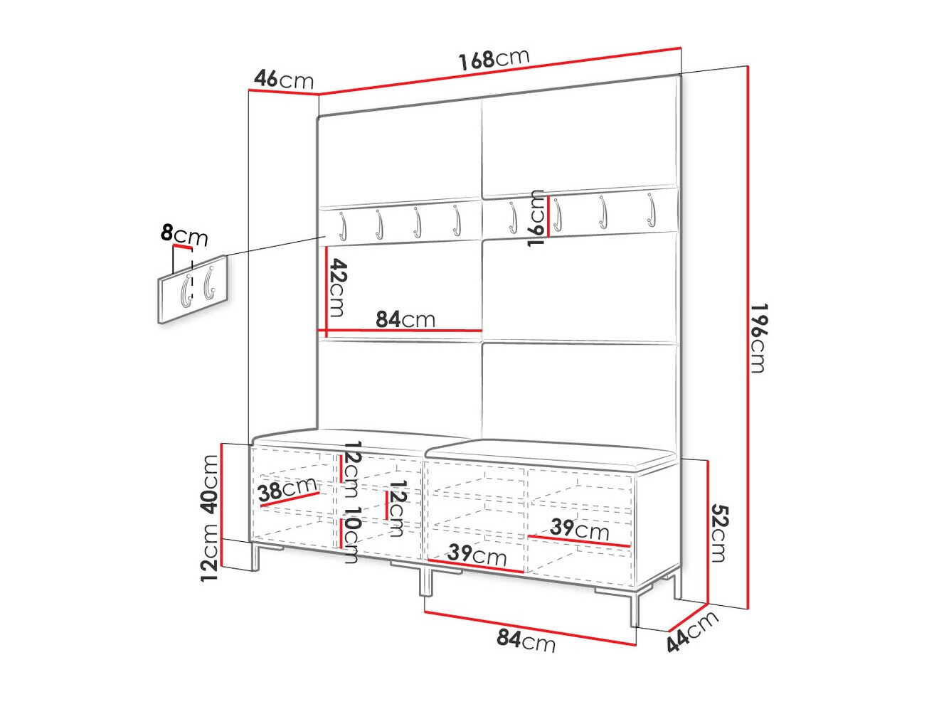 Meuble d'entrée Nomal II (Blanc)