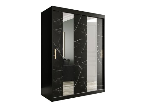 Armoire Hartford 242 (Noir mat + Marbre noir)