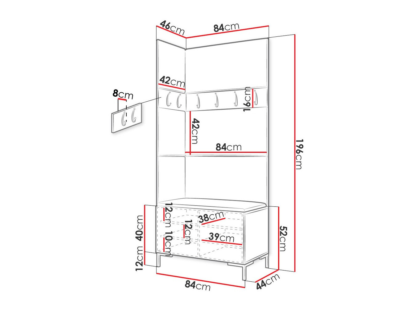 Meuble d'entrée Tivsoa 103 (Noir)