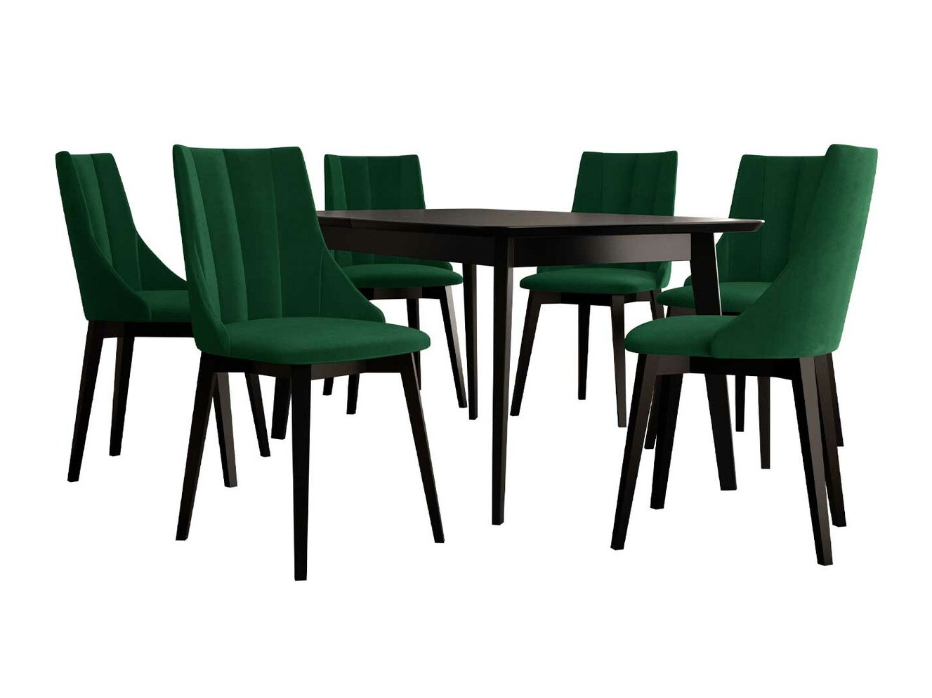 Salle à manger complète Racine 139 (Noir + Magic Velvet 2225)