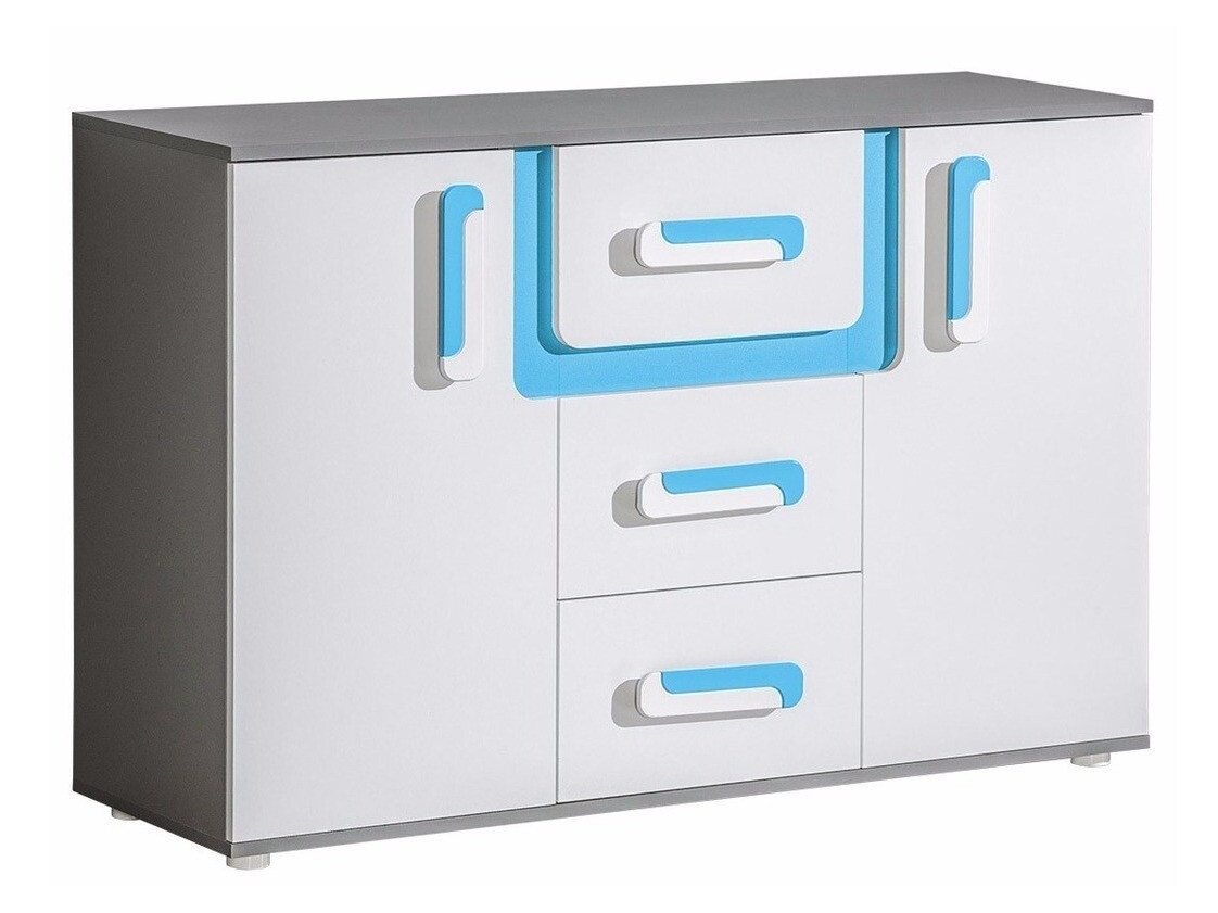 Commode Levtala 107 (Anthracite + Blanc + Turquoise)