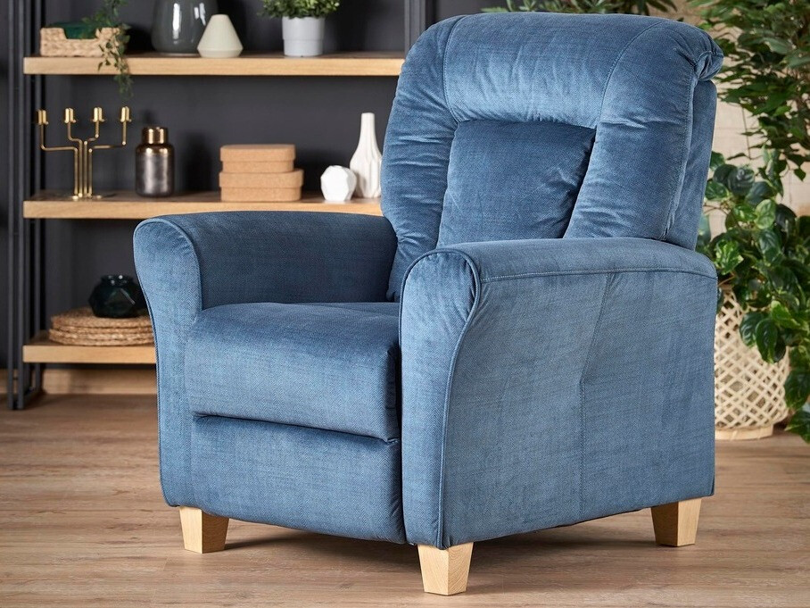 Fauteuil inclinable Houston 848 (Bleu + Hêtre)