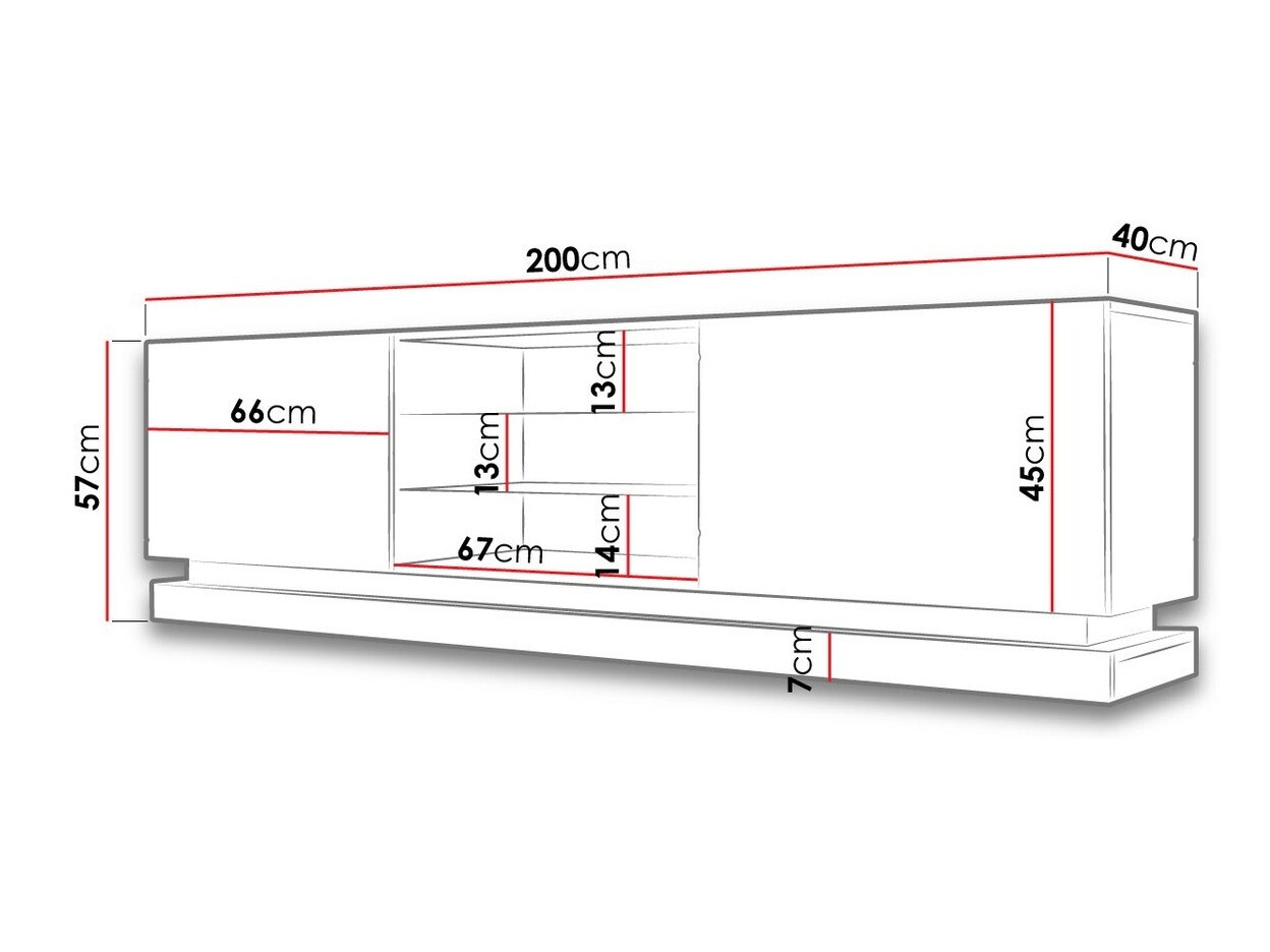 Meuble TV Linar I (Blanc + Blanc brillant)