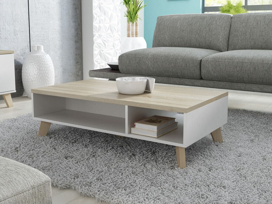 Table basse Larfloi 101 (Blanc + Sonoma chêne)
