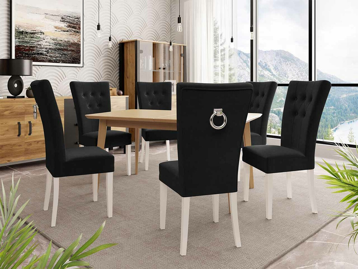 Salle à manger complète Racine 144 (Blanc + Magic Velvet 2219)