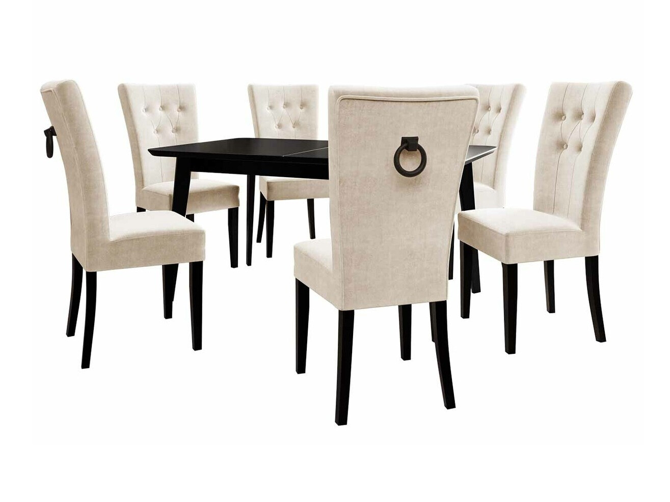 Salle à manger complète Racine 144 (Noir + Magic Velvet 2250)