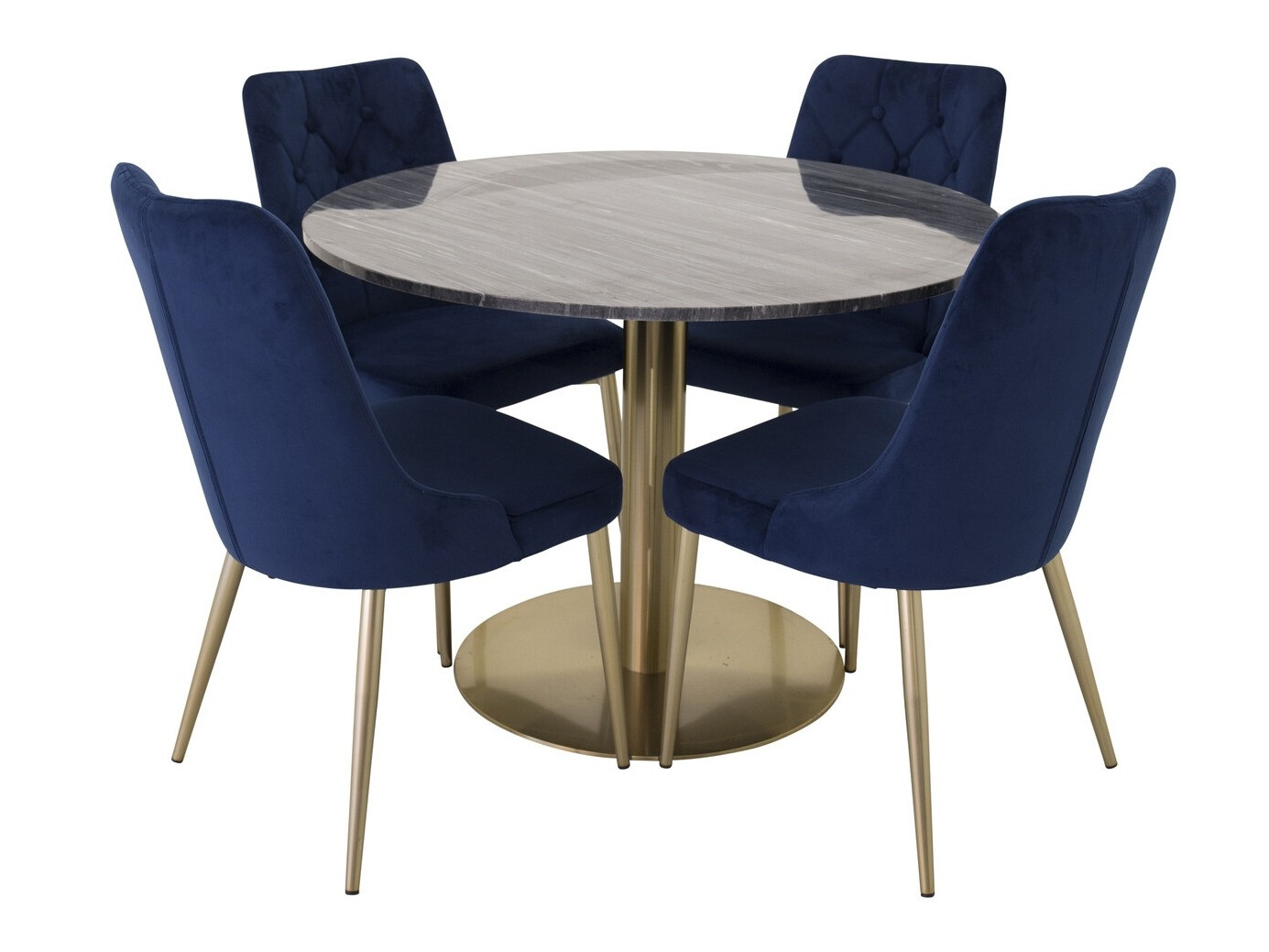 Salle à manger complète Dallas 370 (Bleu + Doré)