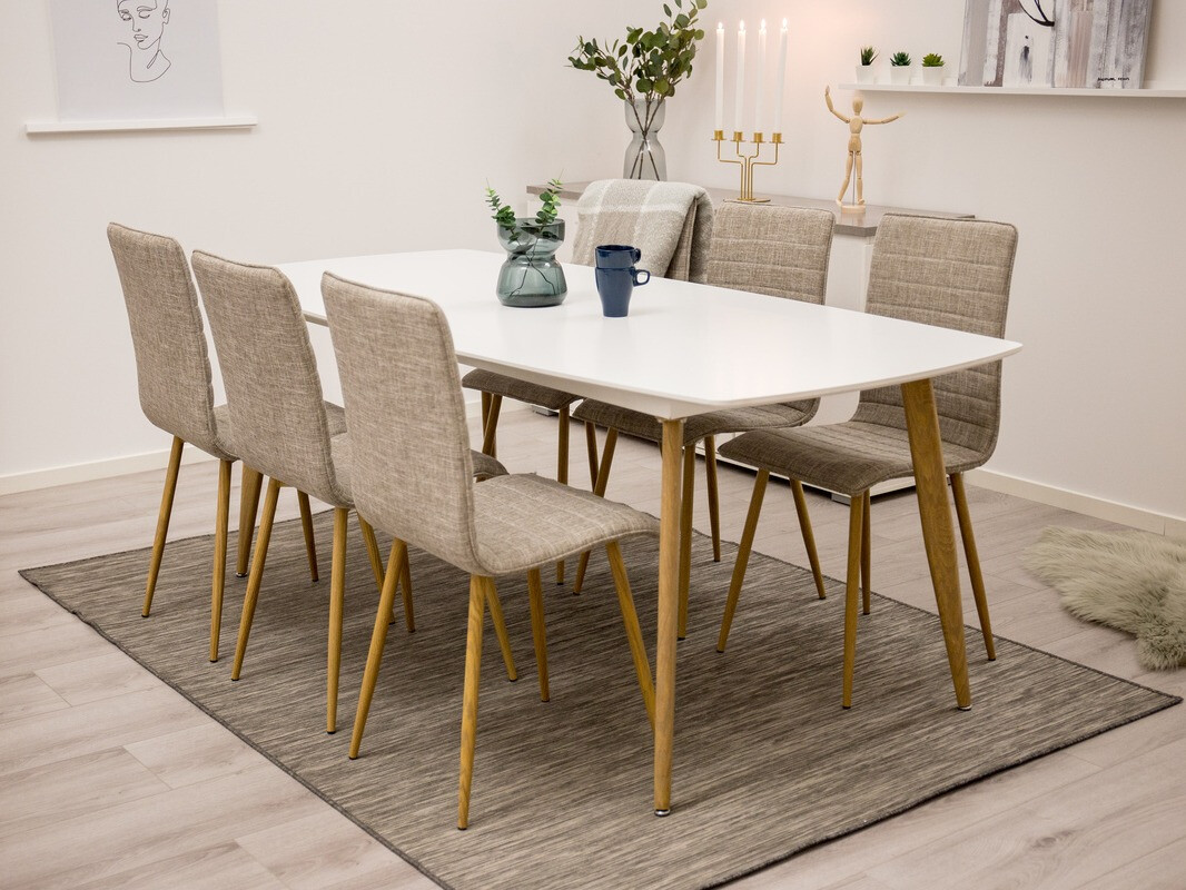 Table Dallas 131 (Blanc + chêne)
