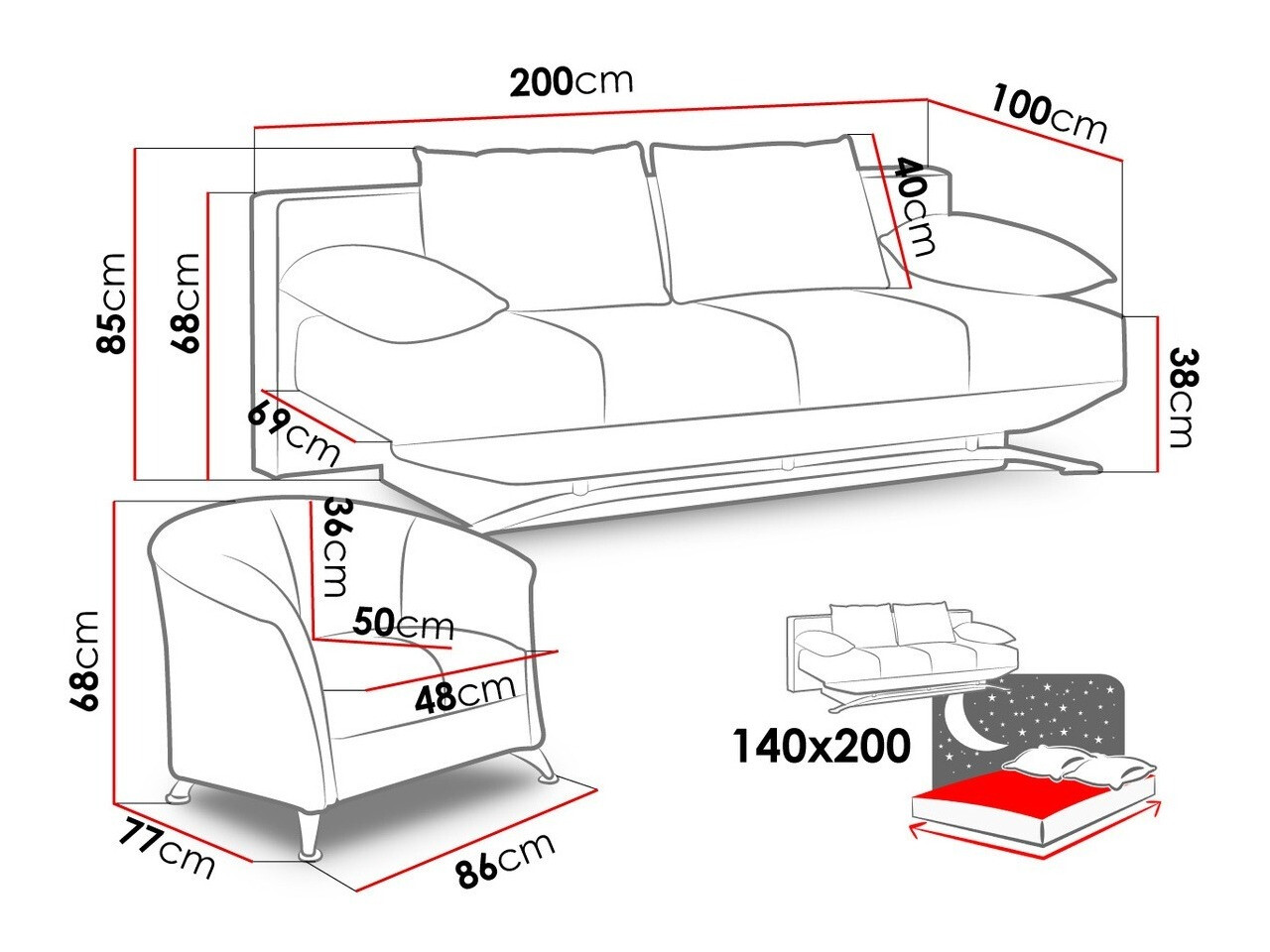Ensemble de canapés Velum (Soft 020)