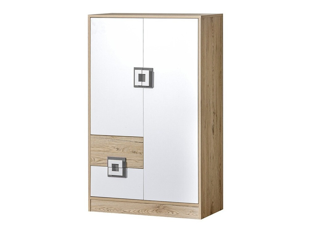 Commode Balvire 108 (Chêne clair + Blanc + Gris)