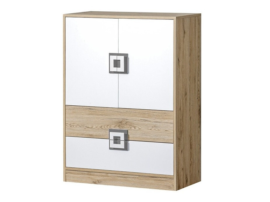 Commode Balvire 109 (Chêne clair + Blanc + Gris)