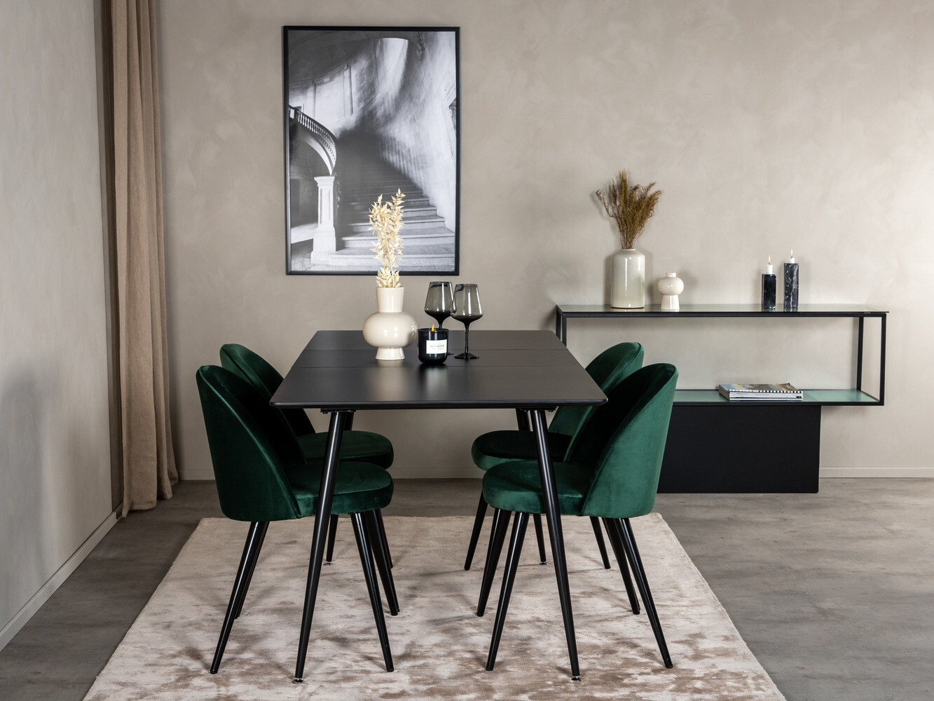 Salle à manger complète Dallas 1521 (Vert + Noir)
