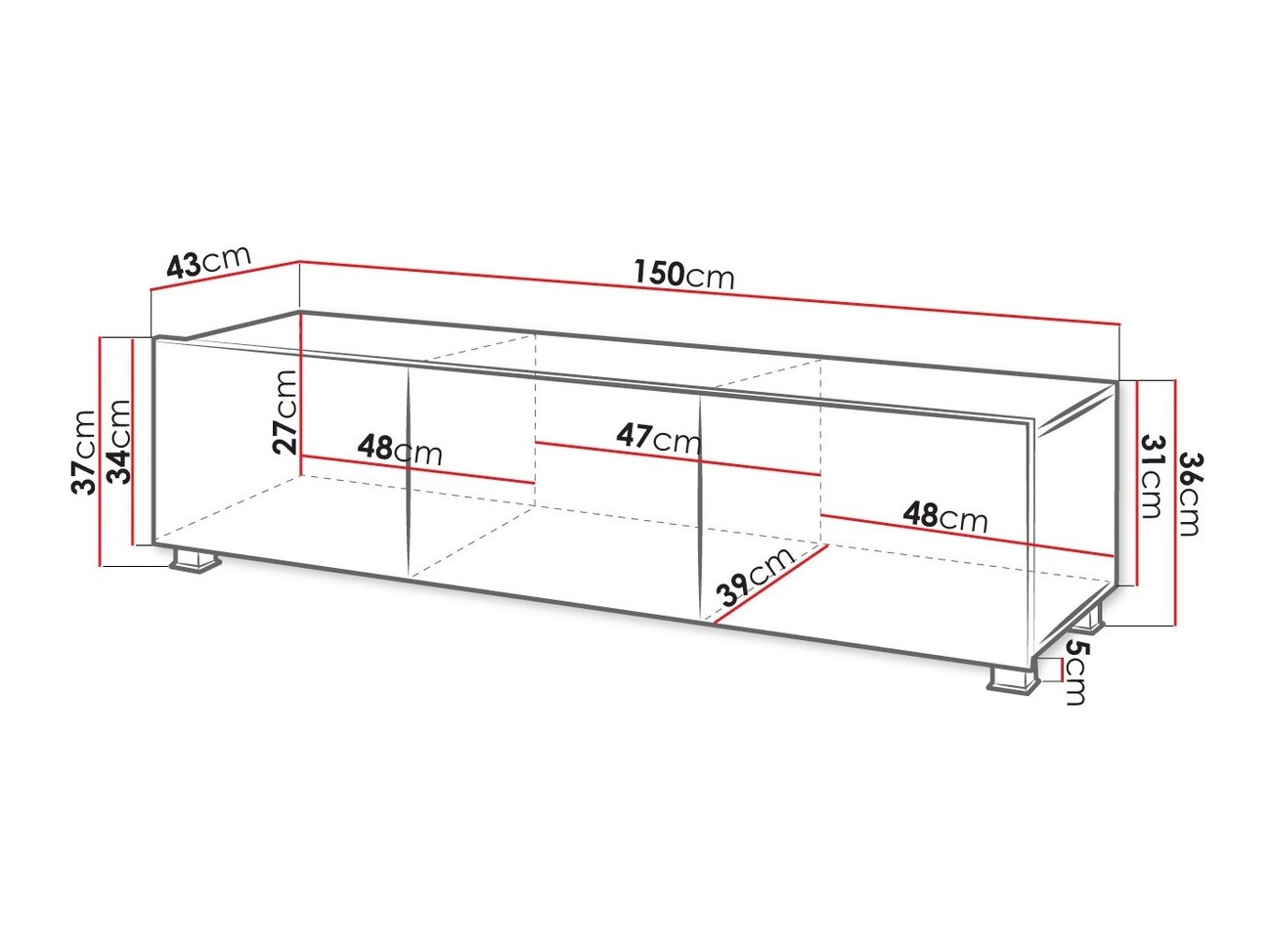 Meuble TV Remus (Blanc + Blanc brillant)