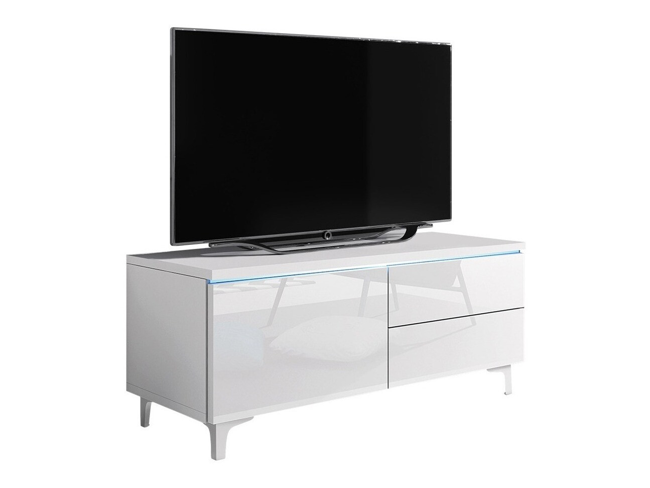Meuble TV Uva III (Blanc + Blanc brillant)