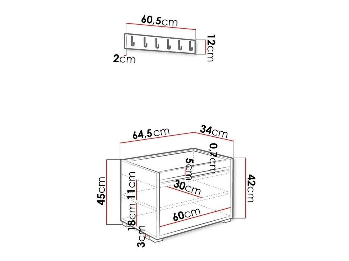 Ensemble de meubles d’entrée Comfivo Pinus V (Blanc + Soft 011)