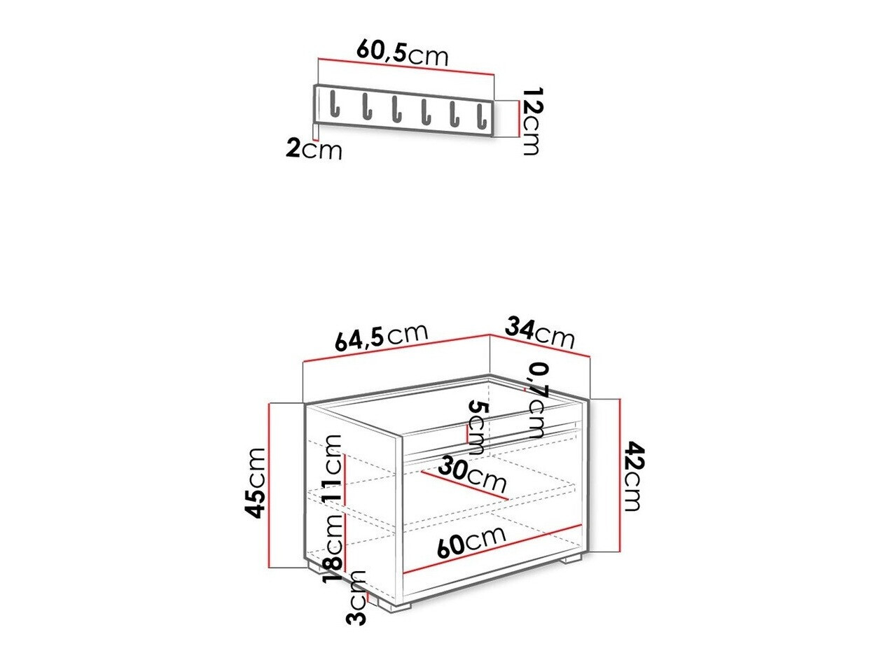 Ensemble de meubles d’entrée Comfivo Pinus V (Blanc + Soft 017)