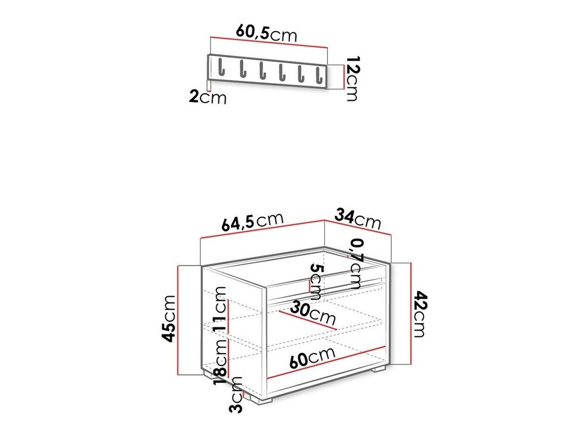 Meuble d'entrée Comfivo Pinus VIII (Blanc + Soft 017)