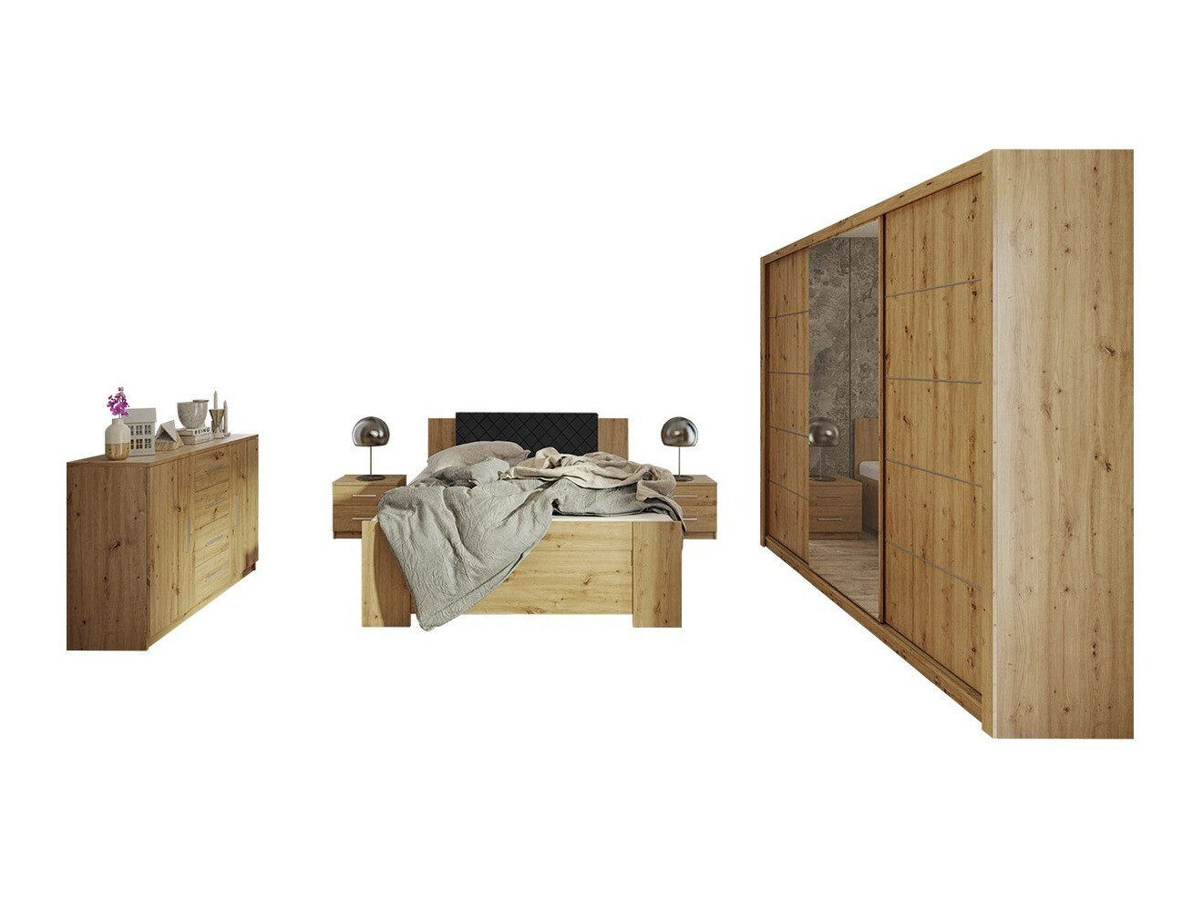 Ensemble de chambre Catromi 116 (Chêne Artisan + Soft Pik 011)