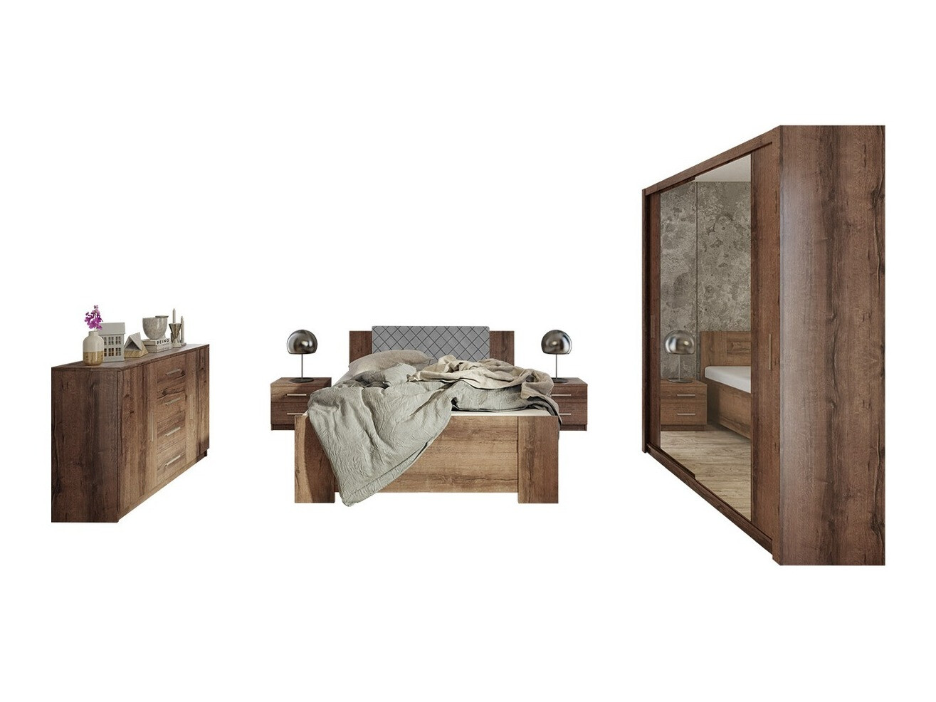 Ensemble de chambre Catromi 121 (Chêne du Monastery + Soft Pik 029)